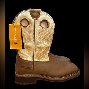 Size 8 - EUROSTAR  OLIVIA LEATHER BOOTS - BROWN /WHITE WOMENS